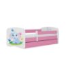 Obrazek Łóżko dziecięce z materacem i szufladą Babydreams Różowe 70x140 Słonik