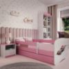 Obrazek Łóżko dziecięce z materacem i szufladą Babydreams Różowe 80x160 Auto