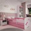 Obrazek Łóżko dziecięce z materacem i szufladą Babydreams Różowe 80x160 Jednorożec