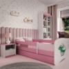 Obrazek Łóżko dziecięce z materacem i szufladą Babydreams Różowe 80x160 Dino