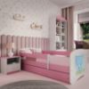 Obrazek Łóżko dziecięce z materacem i szufladą Babydreams Różowe 80x180 Miś Niebieski