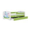 Obrazek Łóżko dziecięce z materacem i szufladą Babydreams Zielone 70x140 Słonik