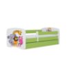 Obrazek Łóżko dziecięce z materacem i szufladą Babydreams Zielone 70x140 Zoo