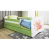 Obrazek Łóżko dziecięce z materacem i szufladą Babydreams Zielone 80x160 Miś Motyl