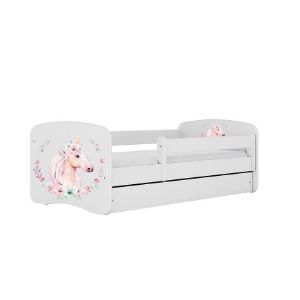 Obrazek Łóżko dziecięce z materacem i szufladą Babydreams Biały 80x160 Konik