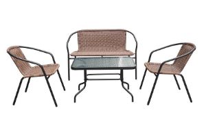 Obrazek Komplet mebli ogrodowych 2+1+1 brązowy 101122