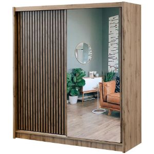 Obrazek Szafa London 203 dąb wotan/czarny lustro