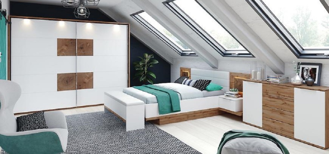 Sypialnia Livorno dąb wotan/biały