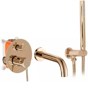 Obrazek Bateria wannowa podtynkowa Rea Lungo różowe złoto + box