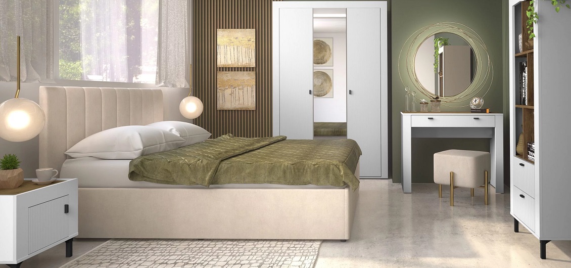 Sypialnia Mossa dąb whisky/biały mat