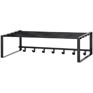 Obrazek Wieszak Ścienny Z Półką I Haczykami G6818-1 Czarny