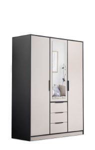 Obrazek Szafa trzydrzwiowa Lati D3 czarny/kaszmirowy beż