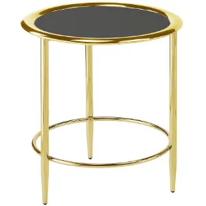 Obrazek Stolik Gc7465 48x48x53 Mosiądz/Czarne Szkło