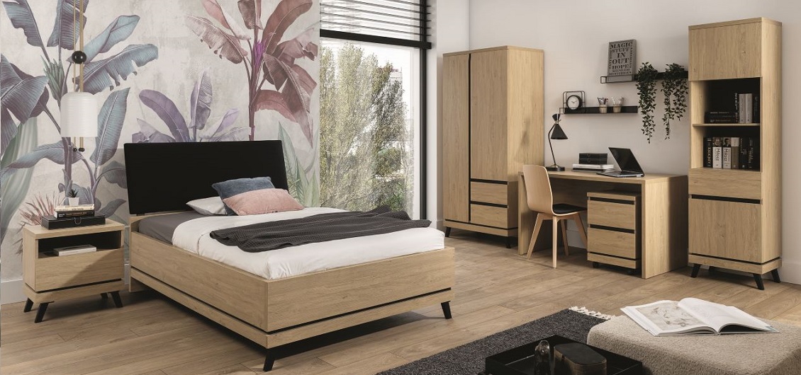 System młodzieżowy Ate dąb kamienny/czarny