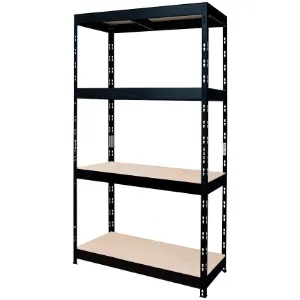 Obrazek Regał metalowy magazynowy nitowany czarny 180x90x45 cm – 4 półki/200 kg