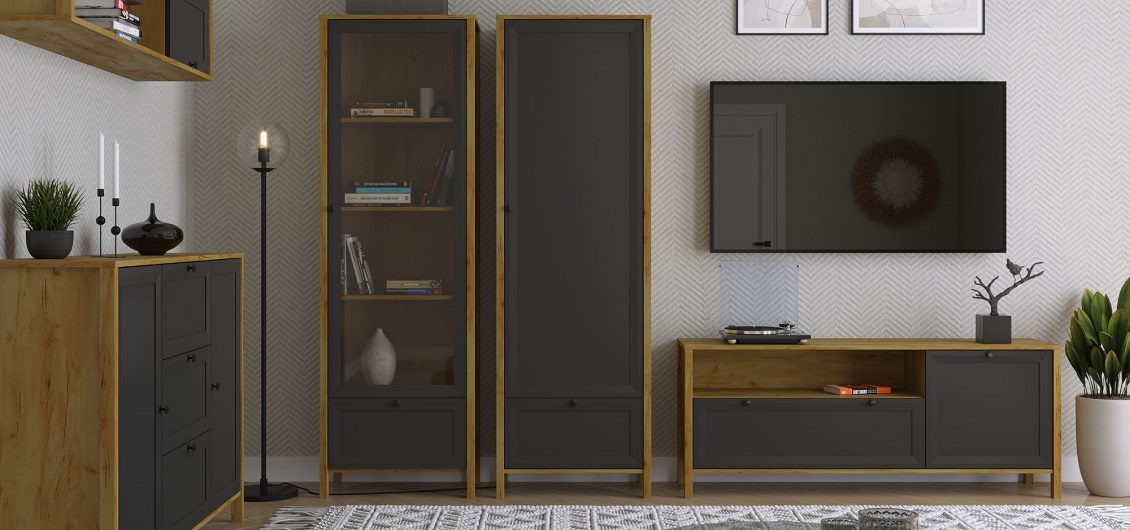 System Brent dąb craft złoty/czarny