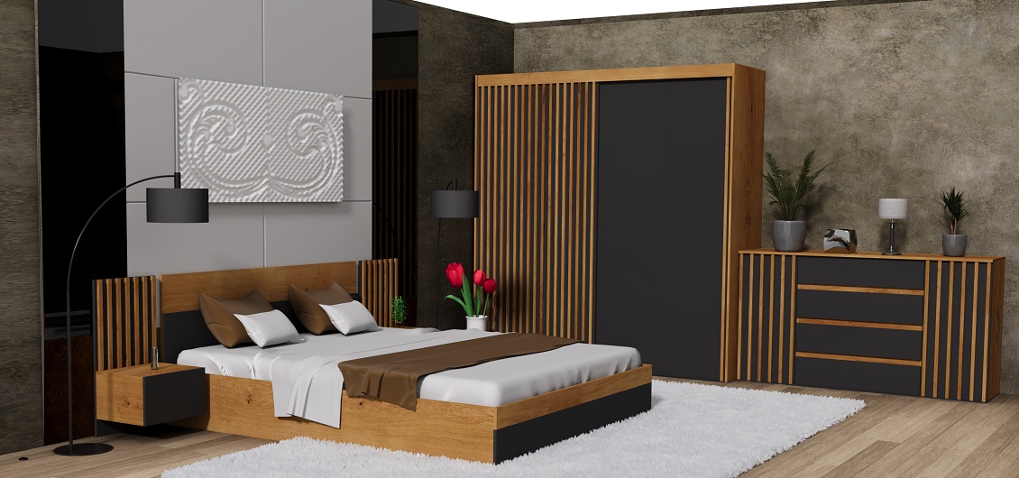 Sypialnia Nairobi dąb artisan/czarny