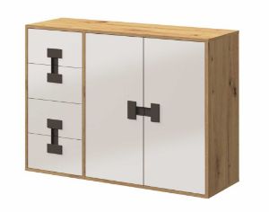 Obrazek Komoda dwudrzwiowa z szufladami Index 08 dąb artisan/biały połysk