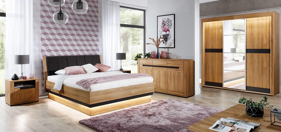 Sypialnia York dąb grandson/grafit