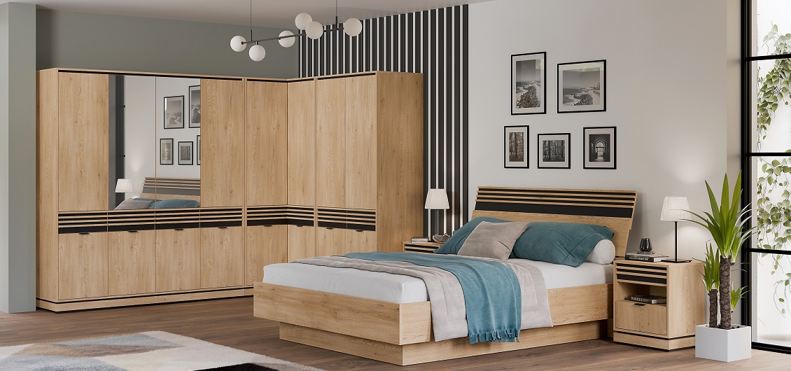 Sypialnia Ferro dąb cremona torro/czarny