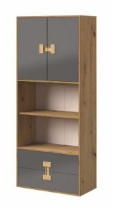 Obrazek Regał dwudrzwiowy z szufladami Index 05 dąb artisan/szary połysk