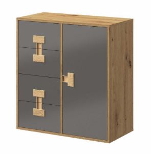 Obrazek Komoda jednodrzwiowa z szufladami Index 07 dąb artisan/szary połysk