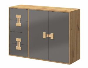 Obrazek Komoda dwudrzwiowa z szufladami Index 08 dąb artisan/szary połysk