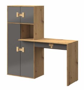 Obrazek Biurko z regałem Index 11 dąb artisan/szary połysk