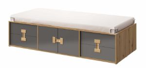 Obrazek Łóżko młodzieżowe z szufladami Index 15 dąb artisan/szary połysk