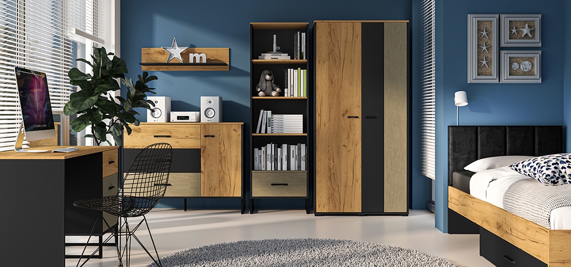 System Colt Dąb Craft Złoty/Czarny Stal Premium