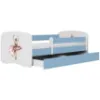 Obrazek Łóżko dziecięce Babydreams+SZ+M niebieski 70x140 baletnica