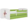 Obrazek Łóżko dziecięce Babydreams+SZ+M zielony 70x140 baletnica