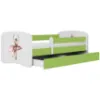 Obrazek Łóżko dziecięce Babydreams+SZ+M zielony 80x160 baletnica