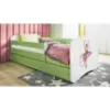 Obrazek Łóżko dziecięce Babydreams+SZ+M zielony 80x160 baletnica