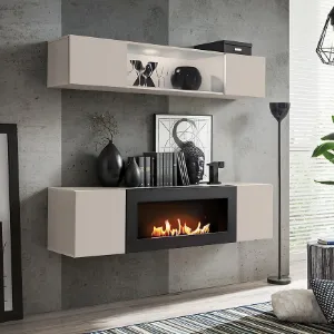 Obrazek Meblościanka Fly Cc Fy N3 Kaszmir/Biokominek