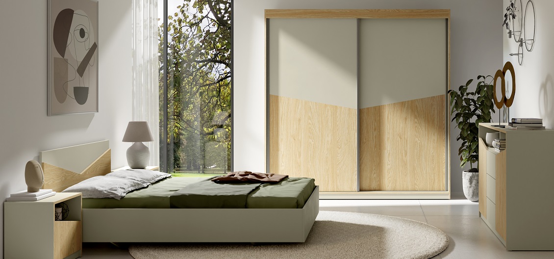 Sypialnia Aston Szary Beż/Dąb Olejowany