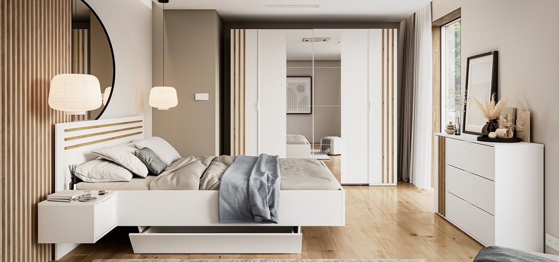 Sypialnia Florencja Biały/Dąb Artisan