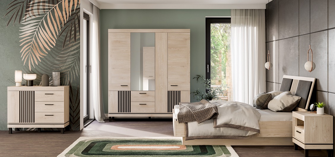 Sypialnia Mati Dąb Crem/Czarny