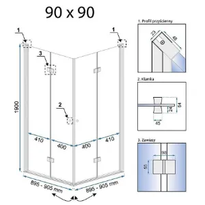 Obrazek Kabina prysznicowa Fold N2 Rea K9991 90x90x190 chrom
