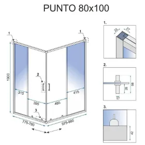 Obrazek Kabina prysznicowa Punto Rea K4806 100x80x190 black
