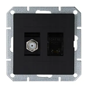 Obrazek Gniazdo typu F + gniazdo RJ45 MEDIUM black 33505