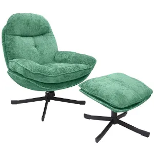 Obrazek Fotel Karmen z podnóżkiem szenil zielony